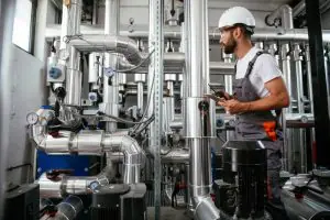 Technician checking on commercial system